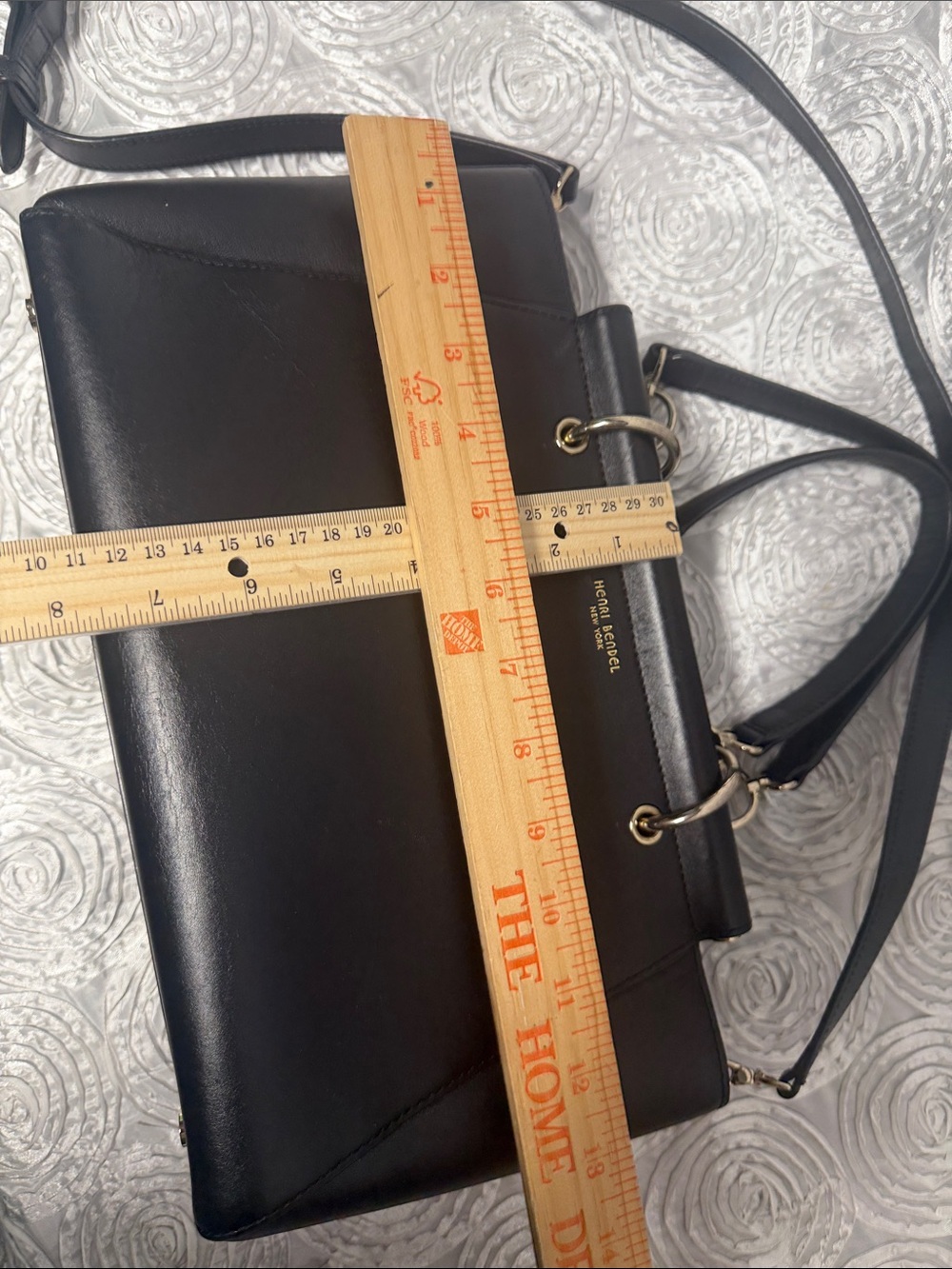 henri bendel Black Leather Shoulder Satchel with Gold Hardware - Picture 15 of 16